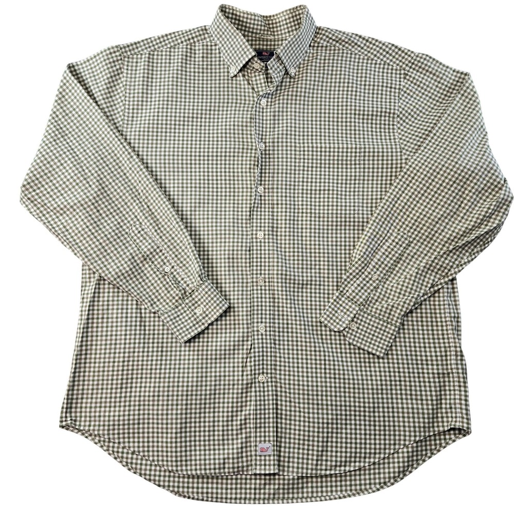 Vineyard Vines Shirt Mens XL‎ Green Check Long Sleeve Button Up Classic Fit